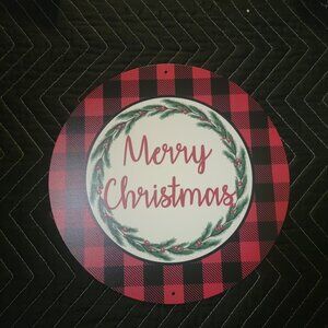 Plaid Merry Christmas Metal Sign